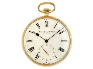 IWC Taschenuhr 18kt Gelbgold Handaufzug 45mm sehr gut Vintage