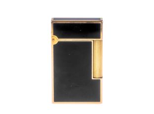 S.T. Dupont Feuerzeug Chinalack Schwarz Gelbgold Full Set