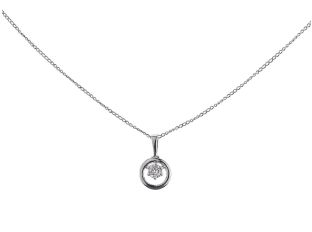 Halskette Anhänger 14kt Weißgold 2,6g Diamant 0,25ct