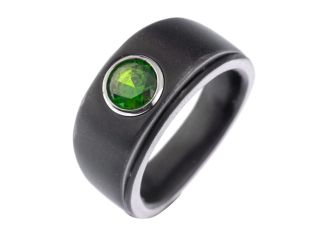 Ring 18kt Weißgold Stahl PVD 20,0g Demantoid 1,47ct mit Zertifikat