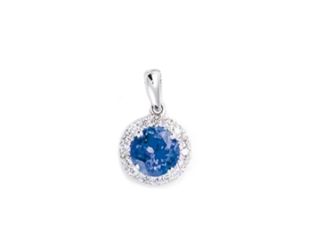 Palido Anhänger 18kt Weißgold 0,8g Diamanten 0,10ct Tansanit 0,69ct