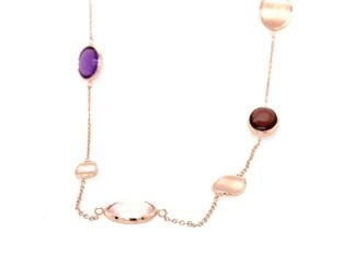 Palido Halskette Anhänger 14kt Roségold 8,2g Amethyst Rosenquarz Rhodolit