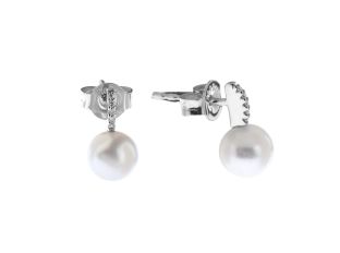 Palido Ohrstecker 14kt Weißgold 0,8g Diamanten 0,03ct Süßwasserperle