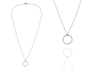 Palido Halskette Anhänger Rund 18kt Weißgold 2,1g Diamanten 0,13ct 