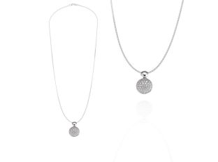 Palido Halskette Anhänger Rund 18kt Weißgold 2,3g Diamanten 450mm