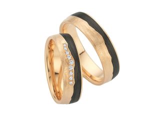 Fischer Trauringe 14kt Apricotgold Carbon 12,8g Diamanten 0,06ct