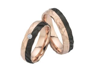 Fischer Trauringe 14kt Caramelgold Carbon 13,0g Diamant 0,03ct