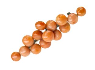 Brosche Tombak mit Engelshaarkorallen antik 3,9g