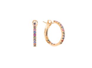 Ohrschmuck Creolen 18kt Roségold 5,8g Regenbogen Saphire 1,37ct