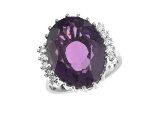 Ring 14kt Weißgold 8,9g Diamanten 0,32ct Amethyst 
