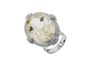 Ring Jörg Kaiser 18kt Weißgold 28g Diamanten 1,44ct Citrin 34ct Handarbeit