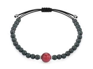 Facet Armband Edelstein Perlen Rubin Hämatit 18kt Weißgold 7,2g
