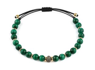 Facet Armband Edelstein Perlen Malachit 18kt Gelbgold 5,7g
