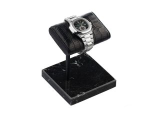 The Watch Stand Uhrenaufsteller Krokoleder schwarz Marmor schwarz 110x110x140mm Neu