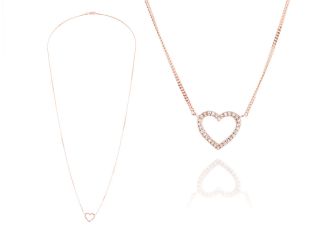 Halskette Anhänger Herz 14kt Rotgold 0,9g Diamanten 0,05ct 420mm 