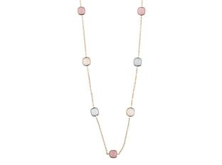 Palido Halskette 14kt Gelbgold 3,6g Mondstein Achat Rosenquarz 
