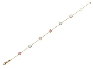 Palido Armband 14kt Gelbgold 1,9g Mondstein Achat Rosenquarz 190mm