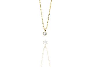 Halskette Solitär 18kt Gelbgold 1,4g Diamant 0,15ct 420mm