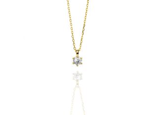 Halskette Solitär 18kt Gelbgold 2,2g Diamant 0,70ct 420mm