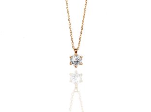Halskette Solitär 18kt Rotgold 1,9g Diamant 0,50ct 420mm 