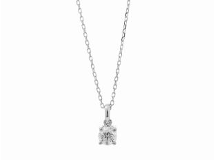 Halskette Solitär 18kt Weißgold 1,5g Diamant 0,30ct 420mm