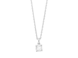 Halskette Anhänger 18kt Weißgold 1,5g Diamant 0,25ct 420mm