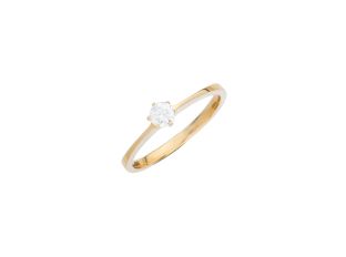 Ring Solitär 18kt Gelbgold Diamanten 0,25ct 6er Krappenfassung Neu 