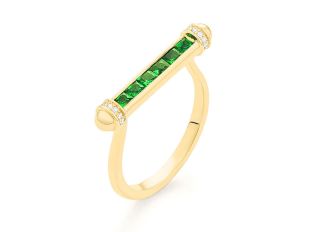 Ring 18kt Gelbgold 3,4g Diamanten 0,07ct Tsavorit 0,60ct 