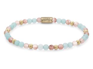 Rebel&Rose Armband Pink Rose & Blue Gelbgold Rosenquarz blaue Jade 6,1g